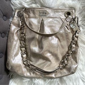 Coach silver hobo with silver chain